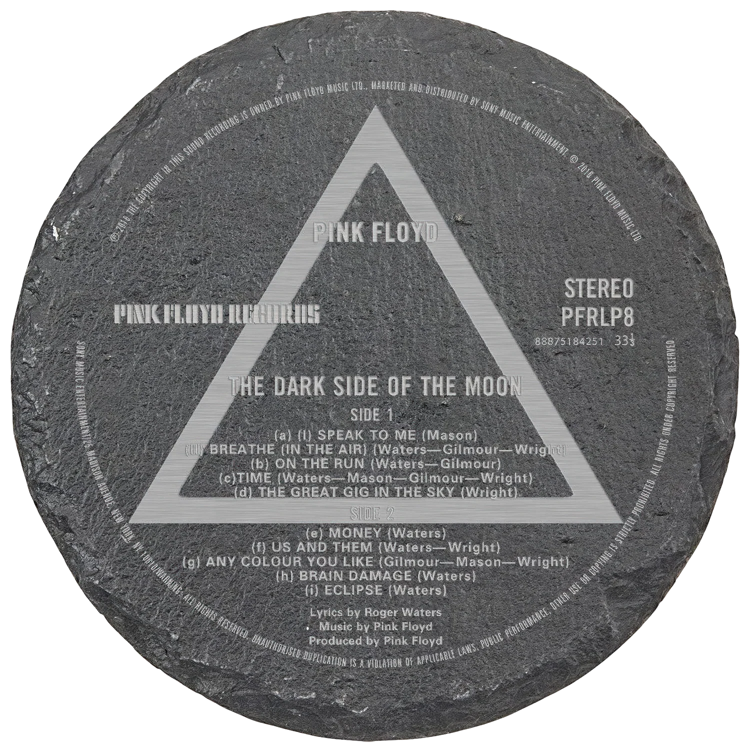 Dark Side Label Laser Engraved Round Slate Coaster (set of 4)