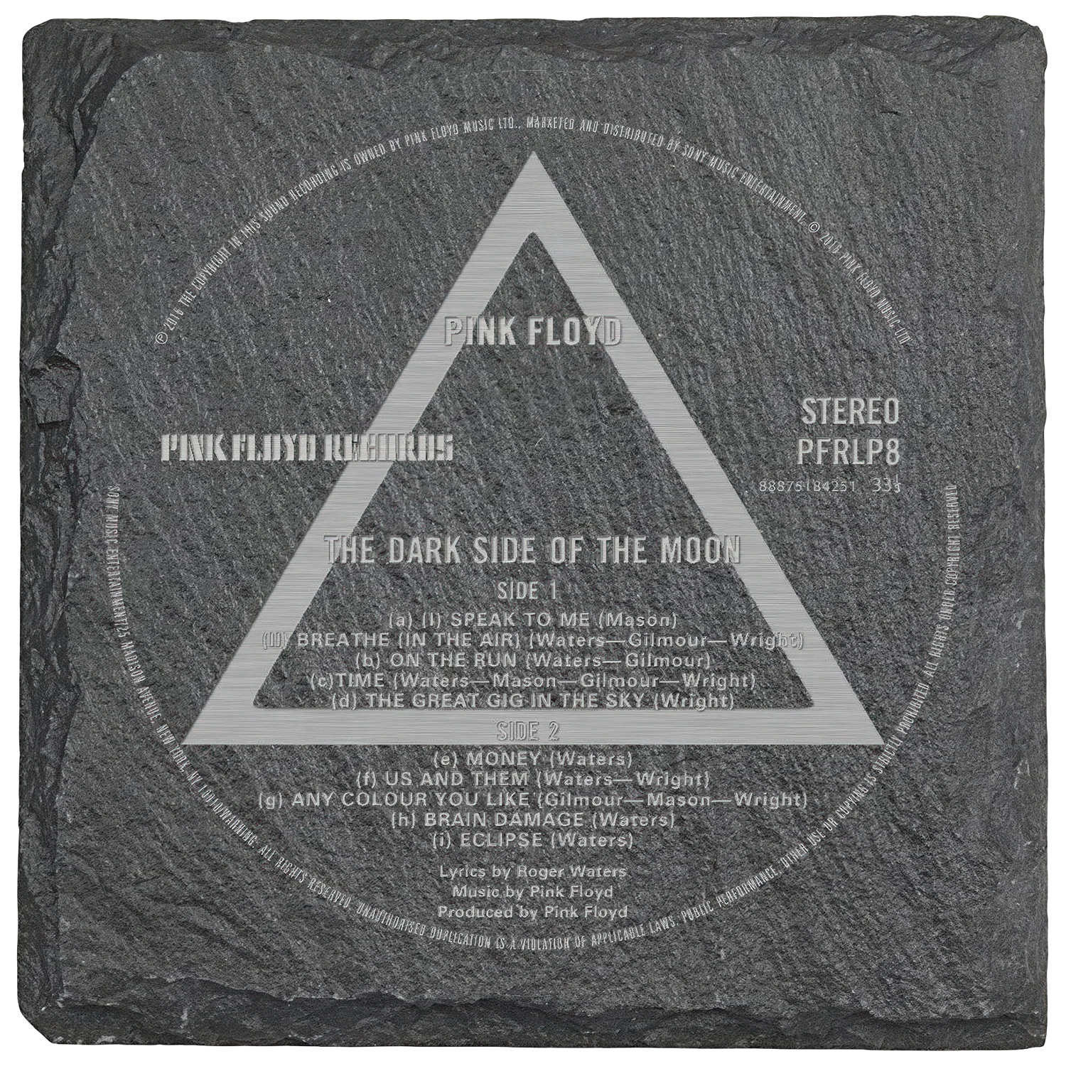 Dark Side Label Laser Engraved Square Slate Coaster (set of 4)