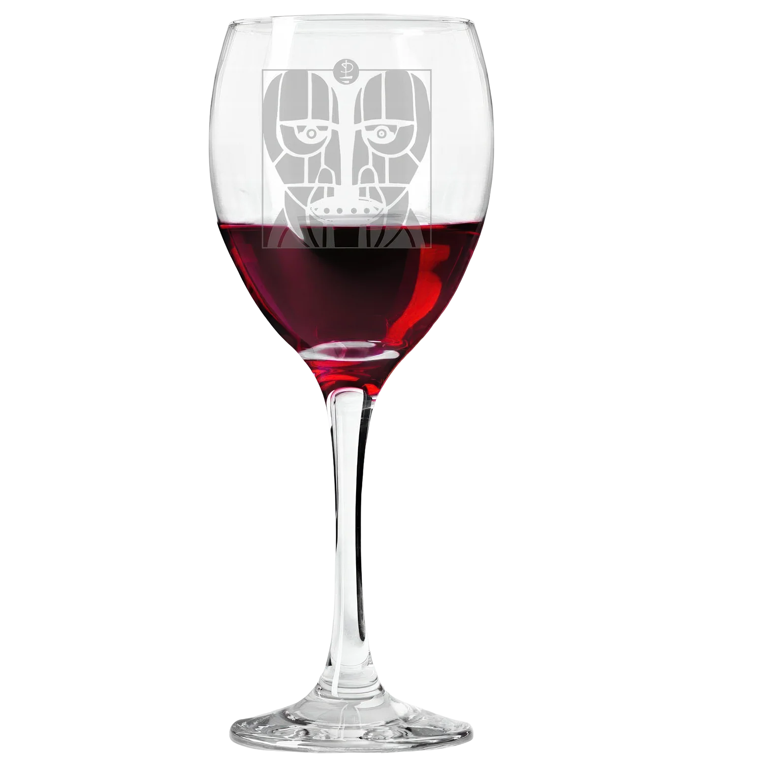 Division Bell Heads Laser- Etched Wine Glass