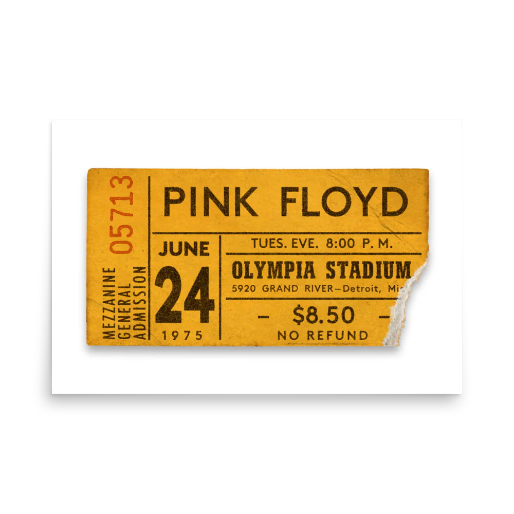 Olympia Stadium 1975 General Admission Ticket Poster